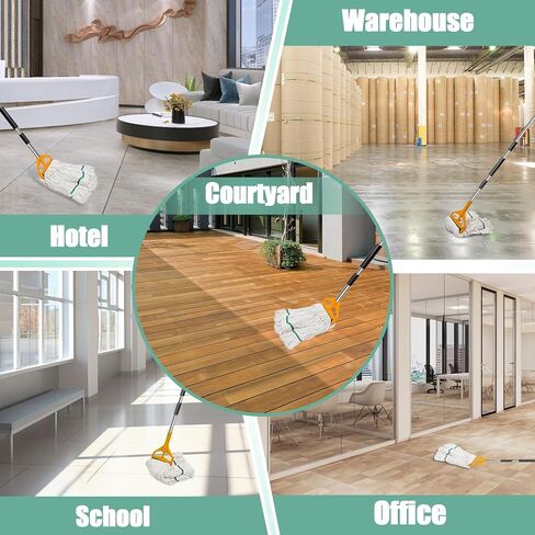 3 عبوات من رؤوس استبدال الممسحة الصناعية التجارية شديدة التحمل مع مقبض طويل 48 بوصة، سلسلة ذات نهاية ملفوفة 20 أونصة مماسح قطنية مبللة قابلة لإعادة التعبئة للمنزل والمرآب والمكتب والمطبخ in Kuwait