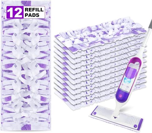 Power Mop Pads Refills Disposable for PowerMop 12 Pack- EXEGO Wet Dry Pads Power Mop Wood Refills - Multi-Surface Wood Floor Pads Household Replacement Mop Pads for Floor Cleaning in Kuwait