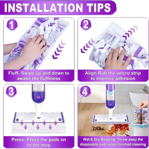 Power Mop Pads Refills Disposable for PowerMop 12 Pack- EXEGO Wet Dry Pads Power Mop Wood Refills - Multi-Surface Wood Floor Pads Household Replacement Mop Pads for Floor Cleaning in Kuwait