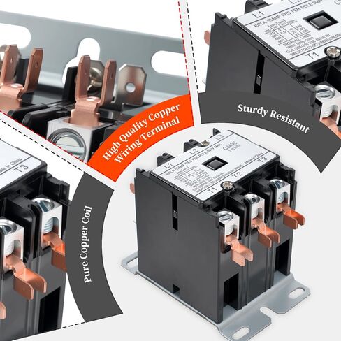 Upgraded 3 Pole 40 Amp Contactor 240V Coil C340C Contactor Compatible with Packard GE Fasco Gemline, C340C 3 Pole 40 Amp 208/240 Volt Contactor Replace TMX340C2 3m40c 453AD3BBB GDP4032 in Kuwait