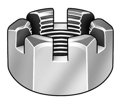 1/2"-13 Grade 2 Zinc Plated Finish Low Carbon Steel Round Slotted Castle Nut, 25 pk. in Saudi Arabia