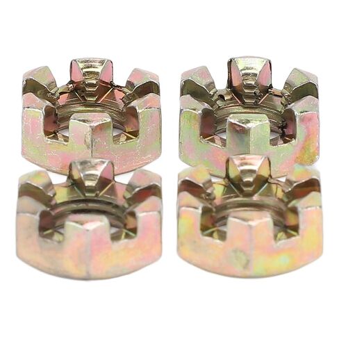 4 قطعة M10 عرافة مشقوق المكسرات سبائك الصلب الزنك تصفيح عجلة Alxe محور القلعة الجوز ل 50 إلى رباعية الترابية دراجة ATV الذهاب كارت in Kuwait