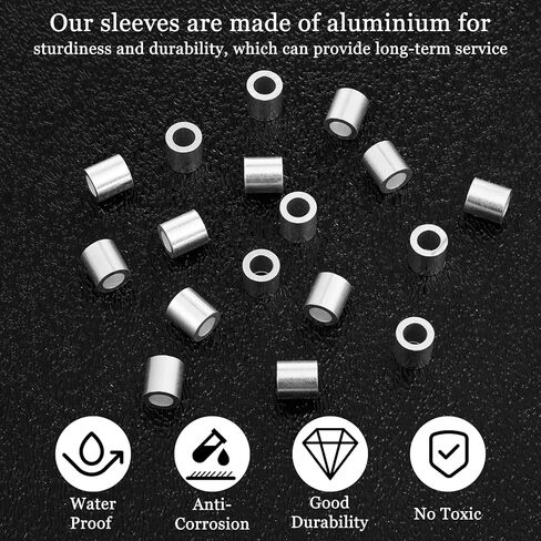 50PCS Wire Rope Sleeve, 3/16" (5mm) Round Cable Stop Sleeve for Wire Rope Aluminum Crimping Loop Sleeves for Wires Ropes and Cable Ferrule in Saudi Arabia