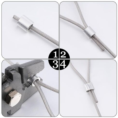 50PCS Wire Rope Sleeve, 3/16" (5mm) Round Cable Stop Sleeve for Wire Rope Aluminum Crimping Loop Sleeves for Wires Ropes and Cable Ferrule in Saudi Arabia
