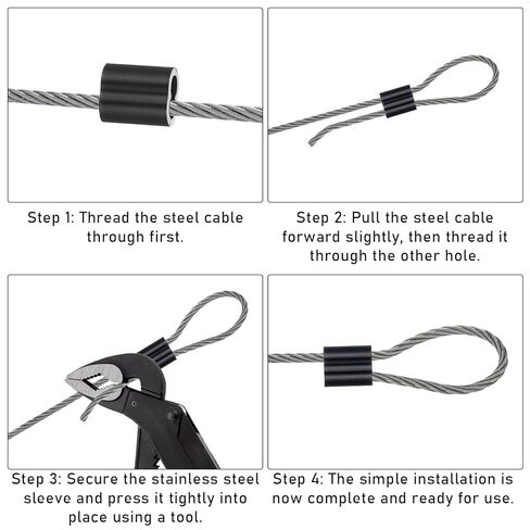 1/8" Aluminum Crimping Loop Sleeve Black Cable Ferrule Wire Rope Crimping Loop Sleeves Cable Crimps Wire Ferrules for Cables Wires Rope 50Pcs (M3) in Saudi Arabia