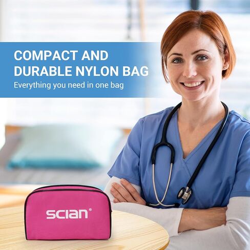 SCIAN Manual Blood Pressure Cuff - Aneroid Sphygmomanometer with European Cuff 8.7-16.5" and D-Ring, Come with Carrying Bag for Nurse Doctor Senior Adult, Pink in Kuwait