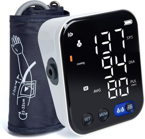 LCJ Blood Pressure Monitor for Home Use Upper Arm Blood Pressure Monitor BP Machine Sphygmomanometer with 2x120 Reading Memory Adjustable Arm Cuff 8.7"-12.6" Large Display with LED Background in Saudi Arabia