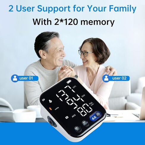 LCJ Blood Pressure Monitor for Home Use Upper Arm Blood Pressure Monitor BP Machine Sphygmomanometer with 2x120 Reading Memory Adjustable Arm Cuff 8.7"-12.6" Large Display with LED Background in Saudi Arabia