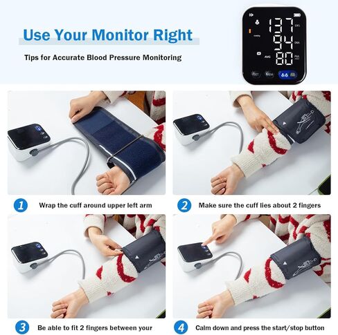 LCJ Blood Pressure Monitor for Home Use Upper Arm Blood Pressure Monitor BP Machine Sphygmomanometer with 2x120 Reading Memory Adjustable Arm Cuff 8.7"-12.6" Large Display with LED Background in Saudi Arabia