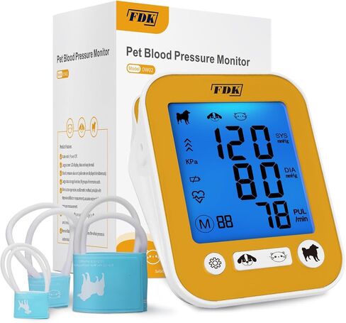 Veterinary Blood Pressure Monitor for Pet Dog and Cat, Animal Automatic Digital BP Machine with Large LCD Screen Backlight 3 Cuffs 270 Data Memory Silent in Kuwait