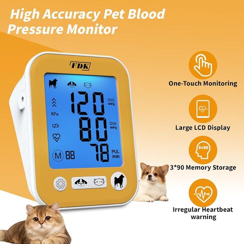 Veterinary Blood Pressure Monitor for Pet Dog and Cat, Animal Automatic Digital BP Machine with Large LCD Screen Backlight 3 Cuffs 270 Data Memory Silent in Kuwait