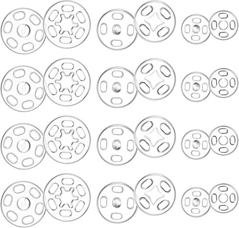 Ymapinc 120Pcs Plastic Clear Snaps for Sewing, Transparent Snaps Shirt Buttons Round Sew on Fasteners for Clothes Pants Backpacks Shirts Jackets Suits Jeans Uniforms Coats in Saudi Arabia