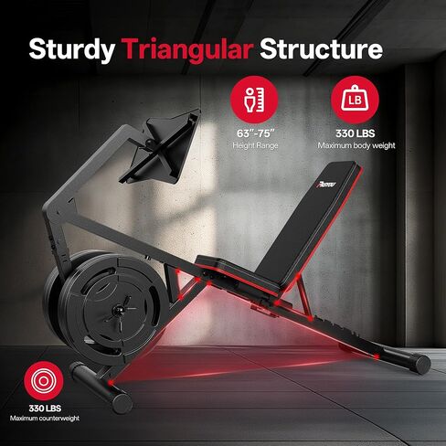 آلات ضغط الساق من PASYOU للصالة الرياضية المنزلية، مقعد وزن قابل للتعديل مع آلة تمديد الساق، معدات تمرين الساق متوافقة مع لوحات الوزن 1 بوصة و2 بوصة in Kuwait