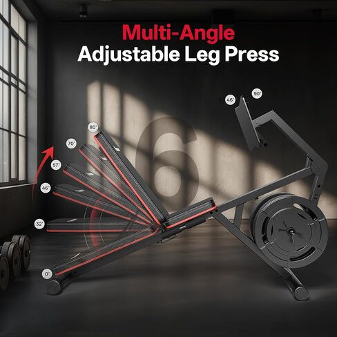 آلات ضغط الساق من PASYOU للصالة الرياضية المنزلية، مقعد وزن قابل للتعديل مع آلة تمديد الساق، معدات تمرين الساق متوافقة مع لوحات الوزن 1 بوصة و2 بوصة in Kuwait