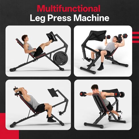 آلات ضغط الساق من PASYOU للصالة الرياضية المنزلية، مقعد وزن قابل للتعديل مع آلة تمديد الساق، معدات تمرين الساق متوافقة مع لوحات الوزن 1 بوصة و2 بوصة in Kuwait