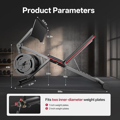 آلات ضغط الساق من PASYOU للصالة الرياضية المنزلية، مقعد وزن قابل للتعديل مع آلة تمديد الساق، معدات تمرين الساق متوافقة مع لوحات الوزن 1 بوصة و2 بوصة in Kuwait