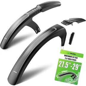 مجموعة حاجز الدراجة RBRL لدراجات MTB والدراجة الإلكترونية - واقيات الطين ذات التغطية الكاملة المتوافقة مع عجلات مقاس 27.5 بوصة / 29 بوصة حتى 3.0 بوصة - واقي رذاذ متين ضد الطين والماء - تركيب ثابت وخالي من الأدوات in Kuwait