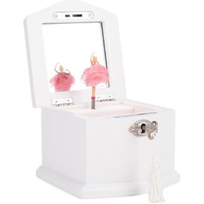 صندوق المجوهرات الموسيقي الخشبي مقاس 9 بوصة من Cottage Garden Ballerina يلعب لحن بحيرة البجع in Kuwait