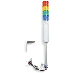 Signaworks LED 5 Stack Tower Light 120 VAC، ثابت ووامض، أحمر/كهرماني/أخضر/أزرق/شفاف - أندون، عمود ملولب 10 بوصة، صواميل ودعامة زاوية قائمة فقط - (لا يتضمن سلك طاقة أو أدوات تحكم) in Kuwait