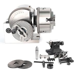 Precision 3 Jaw Chuck Dividing Head Set for Milling Machine, 4/5/6/8 Inch Rotary Table, 0-90° Tailstock, 1:90 Reduction Ratio, Ideal for Metalworking & Machining in Saudi Arabia