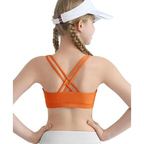 DOCUMO Girls Sports Bras Cross Back Training Bras for Girls Padded Scoop Neck for Kids Teens Athletic Yoga Dance Crop Top in Kuwait