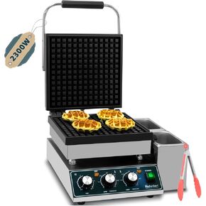 ماكينة صنع الوافل التجارية من Hehinton®، ماكينة صنع الوافل البلجيكية بقدرة 110 فولت 2300 وات مع أخاديد زيت وصينية تنقيط، هيكل من الفولاذ المقاوم للصدأ شديد التحمل، مكواة وافل غير لاصقة مثالية لمطعم المطبخ المنزلي in Kuwait