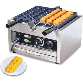 Waffle Ball Stick Maker, Commercial 110V Electric Bubble Skewer Waffle Ball Machine, Stainless Steel Nonstick Bubble Waffle Stick Machine for Restaurant, Snack Bar, Street Stall in Saudi Arabia