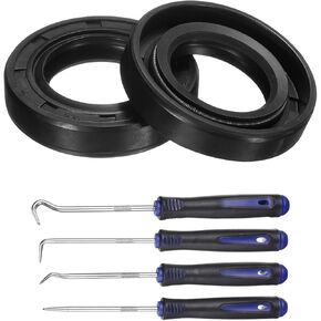 uxcell 2Pcs Oil Seal, 20x34x7mm TC Nitrile Rubber Double Lip Cover with Hook Kit and Spring for Mechanical Automobile Bearing Shaft, Black in Kuwait