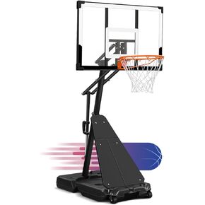 WIN.MAX Basketball Hoop Outdoor with 44 Inch Shatterproof Backboard and Larger Base, Portable Basketball Hoop Goal System 4.9FT-10FT Adjustable, for Youth/Adults in Backyard/Driveway/Poolside in Kuwait