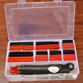 طقم أنابيب الانكماش الحراري للأسلاك + مسدس حراري صغير لأنابيب الانكماش - 328 قطعة 2: 1 أنابيب لف الانكماش السلكي + مسدس الانكماش الحراري بقدرة 300 وات مع علبة - للأسلاك، غلاف الانكماش وإصلاح الكابلات. in Kuwait