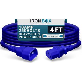 IronBox Electric C14 to C13 Power Cord - 10A/250V, 18/3 AWG SJT - UL Listed IEC Cable & Jumper Cords - Heavy Duty Power Extension Cord for Desktop Computer, Monitor, Projector, PDU & More (6ft, Red) in Kuwait