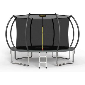 Mersco Trampoline Outdoor 10FT 12FT 14FT مع حاوية وسلم، ترامبولين ترفيهي معتمد من ASTM للأطفال والكبار، إطار مطلي مضاد للصدأ، سعة وزن معززة in Kuwait