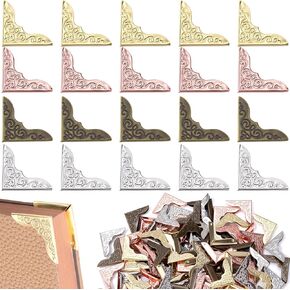 120pcs Metal Book Corner Protectors, Vintage Photo Corners Protectors for Scrapbooking, Decorative Paperback Edge Guard Accessories for Journal Book Notebook Photo Album- 4 Colors in Kuwait