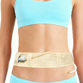 حزام PD شبكي صفاقي قابل للتنفس لقسطرة غسيل الكلى وأنابيب تغذية المعدة، أحزمة حماية حامل قسطرة PD قابلة للتعديل لأنابيب G/J/PEG للرجال والنساء (بيج-S) in Kuwait