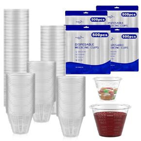 أكواب طبية متدرجة للاستعمال مرة واحدة، عبوة كبيرة مكونة من 2000 كوب، كوب قياس بلاستيكي صغير سعة 1 أونصة (30 مل) للأدوية السائلة والطلاء والإيبوكسي وحبوب منع الحمل والراتنج in Kuwait
