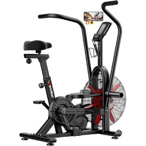 Air Bike, Wenoker Exercise Bike Air Resistance Stationary Bike for Home, Indoor Bike with Dual Action Handlebars, APP Connection Customizable Monitor in Kuwait