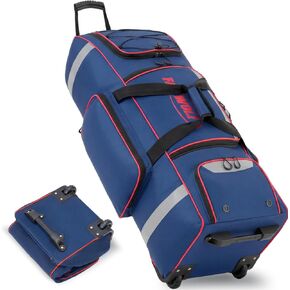 Fanwoli 81L Rolling Baseball Bag with Wheels, Softball Catchers Gear Bags for 4 Bats (Fits Up To 34"), Separate Shoe Compartment, Safety Reflective Strip, Fence Hook, Foldable T-Bag for Youth & Adult in Kuwait