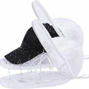 قفص غسيل القبعة، قابل للطي لقبعات البيسبول/يحافظ على الشكل/مناسب للبالغين والأطفال/التخزين المنزلي ومحمول للسفر/أسود in Kuwait