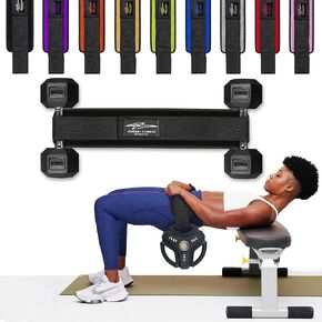 Hip Thrust Belt - Heavy duty, Comfortable, Adjustable Glute Trainer with Anti-Slip Pads. Ideal for Home Workouts with Dumbbells, Kettlebells, Plates. Extra Padding for Gym and Home Fitness hold up to 600 lbs - Black in Saudi Arabia