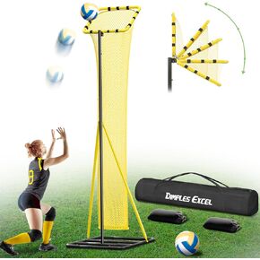 شبكة تدريب الكرة الطائرة القابلة للتعديل بطول 10.5 قدم من ديمبلز إكسيل مع 3 مستويات ارتفاع و5 زوايا إرجاع للكرة (70 درجة - 180 درجة)، تتضمن الكرة الطائرة ومضخة وحقيبة حمل وأكياس رمل للتمرين في الأماكن المغلقة/الخارجية in Kuwait