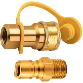 3/8 Inch Natural Gas Quick Connect Fittings, Brass Quick Disconnect Plug with Female and Male Pipe Thread, Two-Way Connection in Kuwait