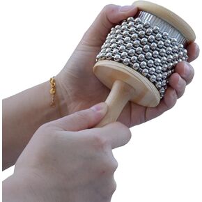 Wooden Cabasa Percussion Instrument with Metal Beaded Chain, Hand Shaker for Band Music Education, 3.5 Inch (4.5inch) in Saudi Arabia