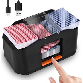 Nileole Quiet & Rechargeable 2 Decks Card Shuffler, Automatic 2000 mAh Quiet Electric Shuffler, Playing Cards, Texas Hold'em, Poker, Home Card Games, Blackjack (Deep Black) in Saudi Arabia