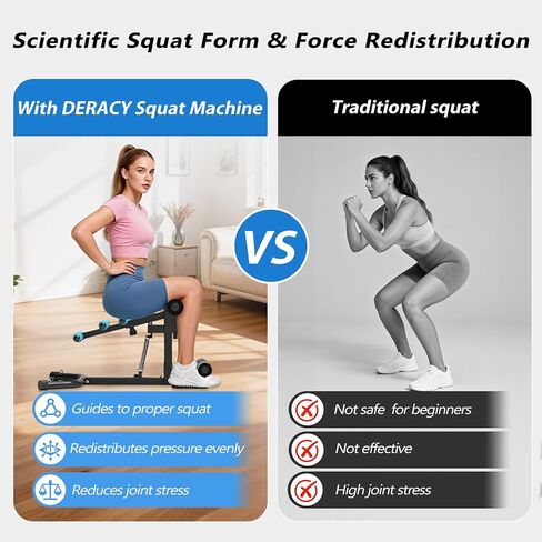 آلة القرفصاء من ديراسي، معدات تمرين الساق قابلة للتعديل، آلة القرفصاء العميق للنساء والرجال، آلة تمارين الغلوت للصالة الرياضية المنزلية in Kuwait