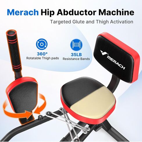Merach Hip Abductor Machine for Home Gym, Glute Machine for Women, Outer Thigh Sculpting, Leg Abductor Machine, Glute & Thigh Exercise Equipment in Kuwait