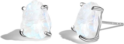 Moon Magic - Authentic Moonstone Earrings/Real 925 Sterling Silver - 18k Rose and Yellow Gold Moonstone Earrings for Women/Genuine Moonstone Jewelry by Moon Magic in Kuwait