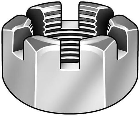 5/8"-18 Grade 2 Zinc Plated Low Carbon Steel Round Slotted Castle Nut, 25 pk. in Saudi Arabia