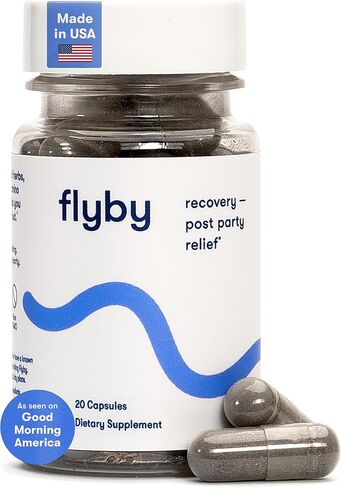 Flyby Recovery Supplement - All The Hang, Without The Over!™ - with DHM, Milk Thistle, Vitamin C, Activated Charcoal, and Apple Cider Vinegar - Pre & Post Drinking Formula (80 Count) in Saudi Arabia