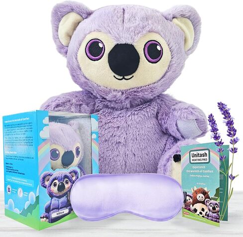 Microwavable Heating Pad for Period Cramps + Eye mask Heating pad–Machine Washable Cover-Cute Stuffed Animal Heating Pad, Portable Menstrual Microwave Heating Pad-Lavender Scent (Koala+Eye mask) in Saudi Arabia