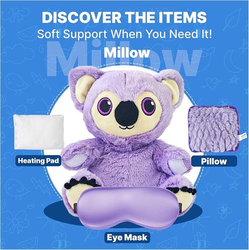 Microwavable Heating Pad for Period Cramps + Eye mask Heating pad–Machine Washable Cover-Cute Stuffed Animal Heating Pad, Portable Menstrual Microwave Heating Pad-Lavender Scent (Koala+Eye mask) in Saudi Arabia
